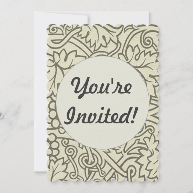 Invitación Patrón de vid de uva gris verde de William Morris (Anverso)