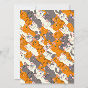 Invitación Patrón diagonal del gato negro jengibre