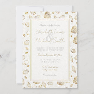 Invitación Patrón elegante de acero blanco de oro