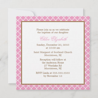 Invitación Patrón elegante de cuatrefoil {rosa}