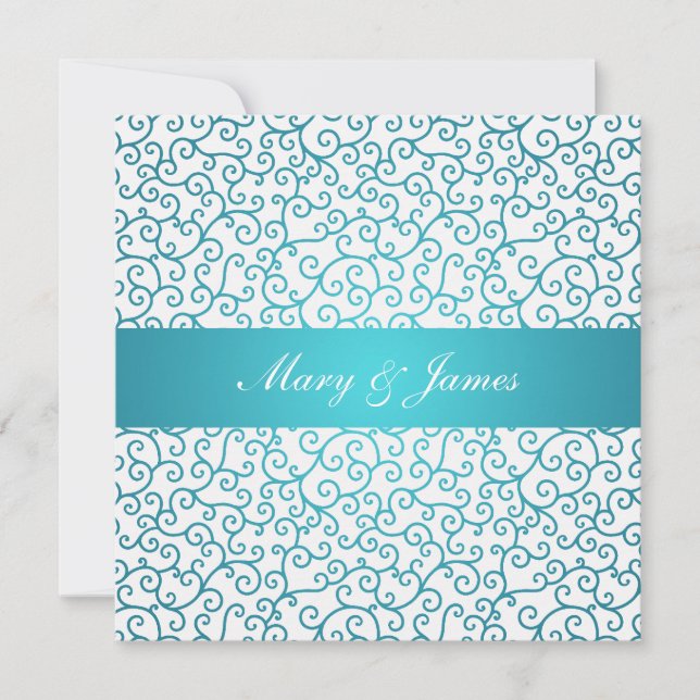 Invitación Patrón elegante de natación Swirls Aqua Blue (Anverso)