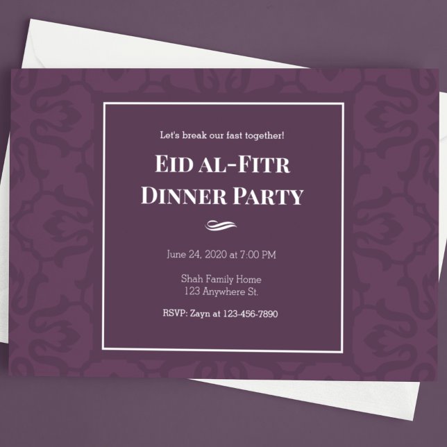 Invitación Patrón elegante púrpura Eid al-Fitr (Subido por el creador)