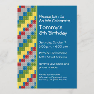 Invitación Patrón - Fiesta de cumpleaños de los bloques de co