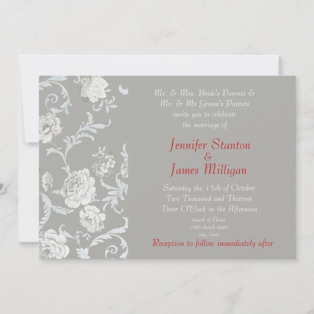 Invitación Patrón floral (Anverso)