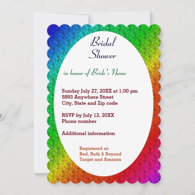 Invitación Patrón floral Arcoiris Boda otoño (Anverso)