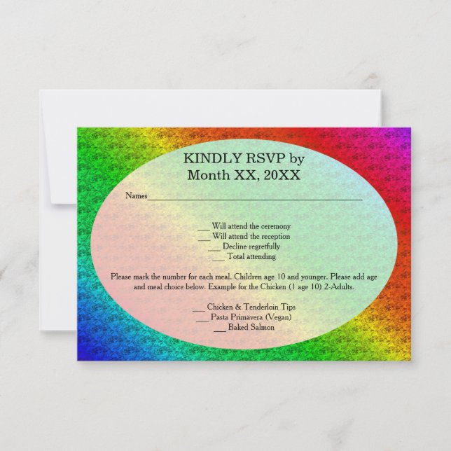 Invitación Patrón floral Arcoiris Boda otoño (Anverso)