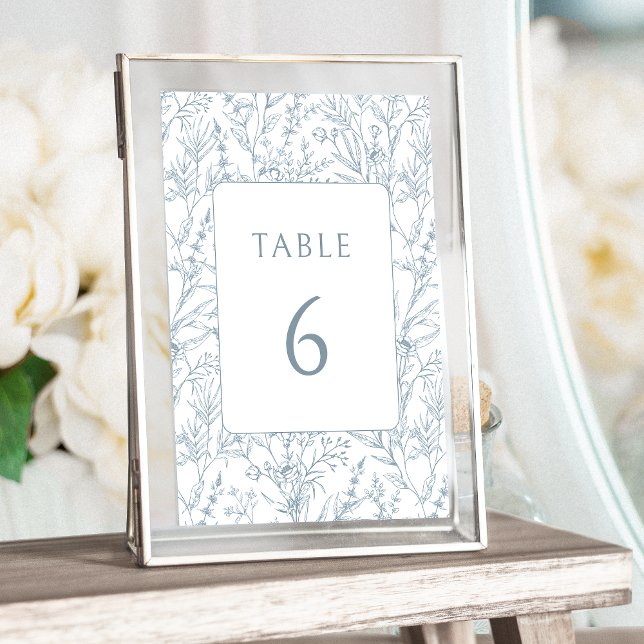 Invitación Patrón floral azul de lujo números de tabla boda (Subido por el creador)