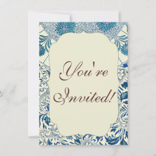 Invitación Patrón floral azul Diseño antiguo asiático
