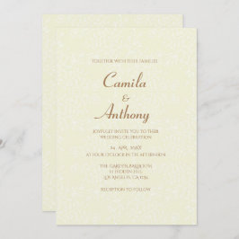 Invitación Patrón floral blanco beige - Boda de borde de impr