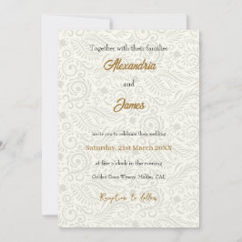 Invitación patrón floral blanco boda