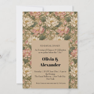 Invitación Patrón floral botánico de loto de agua vintage