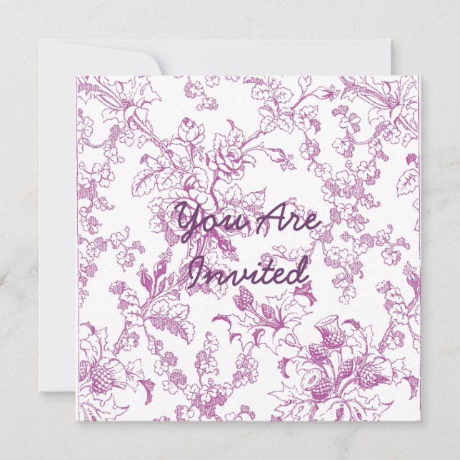 Invitación Patrón floral de Chintz Rosa (Anverso)