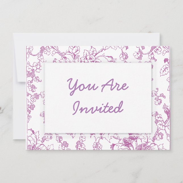 Invitación Patrón floral de Chintz Rosa (Anverso)