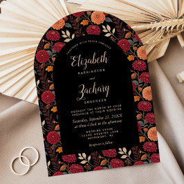 Invitación Patrón floral de otoño temperamental Arco oscuro B