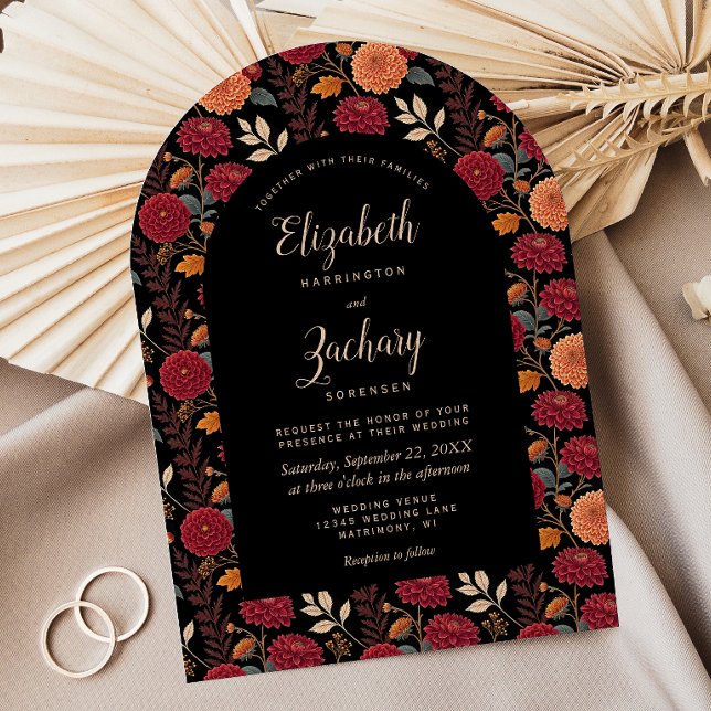 Invitación Patrón floral de otoño temperamental Arco oscuro B (Subido por el creador)