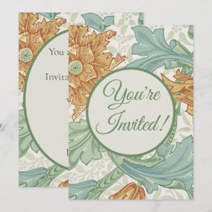 Invitación Patrón floral de un solo stem de William Morris