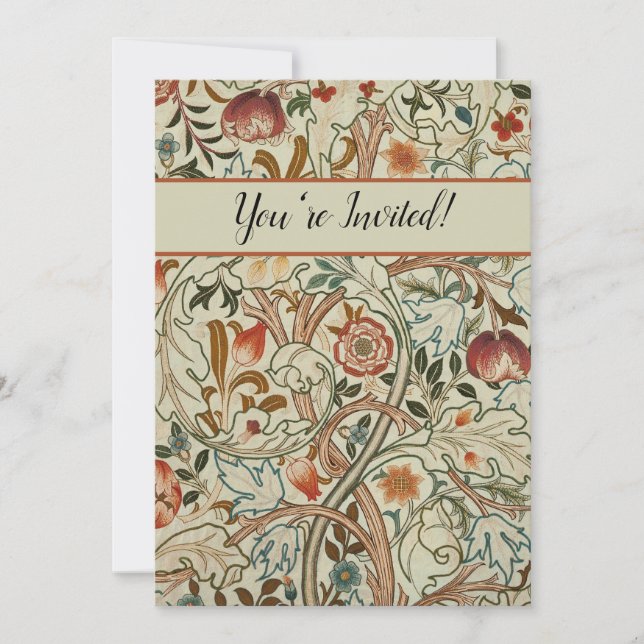 Invitación Patrón floral de William Morris Acanthus Embroider (Anverso)