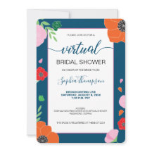 Patrón FLORAL en DUCHA BRIDAL VIRTUAL azul oscuro
