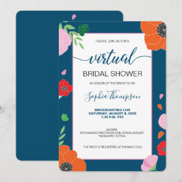 Invitación Patrón FLORAL en DUCHA BRIDAL VIRTUAL azul oscuro