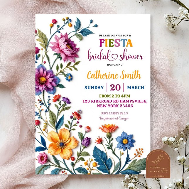 Invitación Patrón floral mexicano Embroidery Ducha nupcial (Subido por el creador)