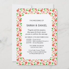 Invitación Patrón floral minimalista moderno con fondo crema
