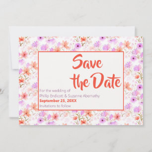 Invitación Patrón floral naranja mango tropical para salvar l