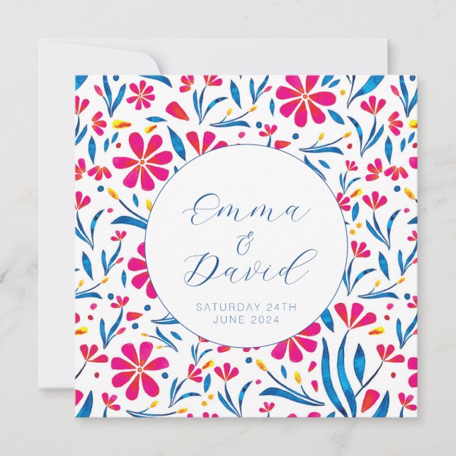 Invitación Patrón floral personalizado y edificante (Anverso)