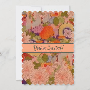 Invitación Patrón floral rosa de la flor de Kimono