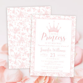 Invitación Patrón floral rosa pequeña princesa ducha bebé