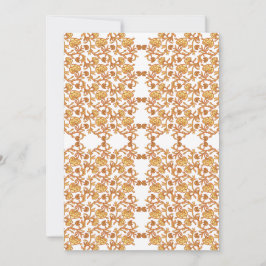 Invitación Patrón floral simétrico con motivos naranjas