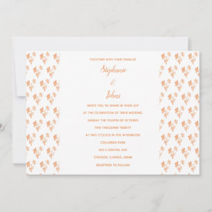 Invitación Patrón floral Terracota Rústico Naranja Boda