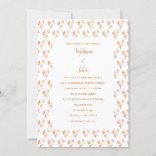 Invitación Patrón floral Terracotta Naranja Boda Rústico