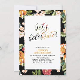 Invitación Patrón floral tropical Adulto 40 Fiesta de cumplea