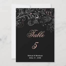 Invitación Patrón floral tulipán negro/blanco - Número de mes
