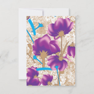 Invitación Patrón floral vibrante con color púrpura y azul de