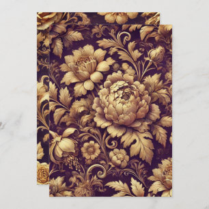 Invitación Patrón Floral Victoriano Imprimible Purple & Gold