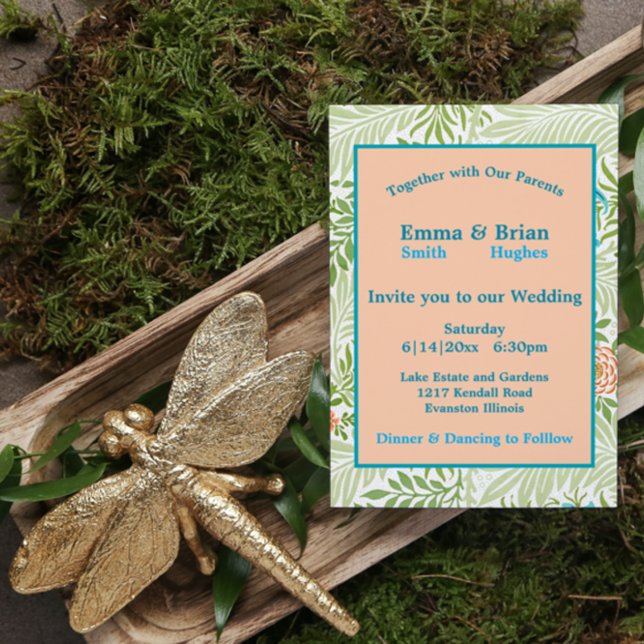 Invitación Patrón floral vintage frondoso (Subido por el creador)