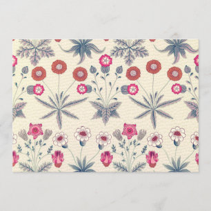 Invitación Patrón floral William Morris Daisy Naranja rojo