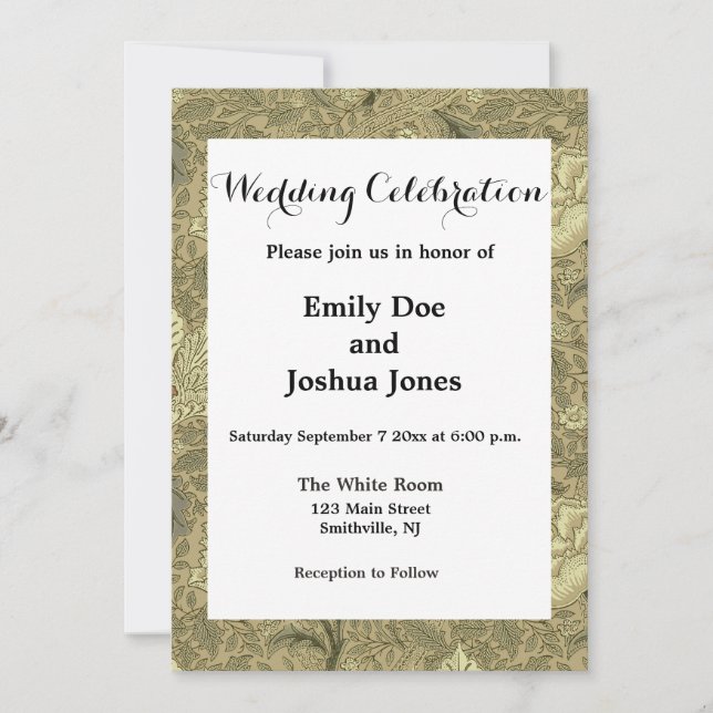 Invitación Patrón floral William Morris Windrush: Vintage (Anverso)