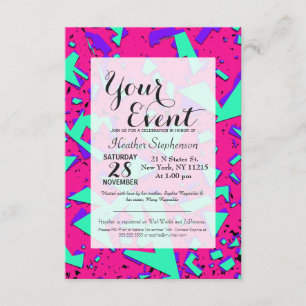 Invitación Patrón geométrico abstracto Verde azulado y rosa d