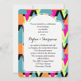 Invitación Patrón geométrico al estilo de una boda de los 80