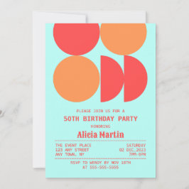 Invitación Patrón geométrico de círculo retro Cumpleaños