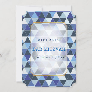 Invitación Patrón geométrico de PixDezines mitzvah/azul