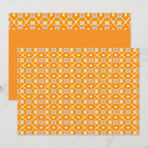 Patrón geométrico de píxeles pastel sobre naranja 