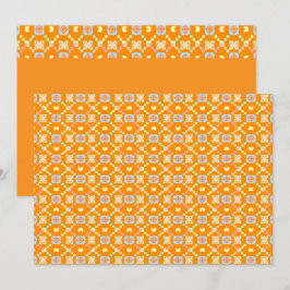 Invitación Patrón geométrico de píxeles pastel sobre naranja 