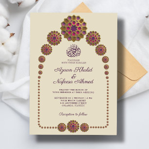 Invitación Patrón geométrico elegante y floral Boda islámico