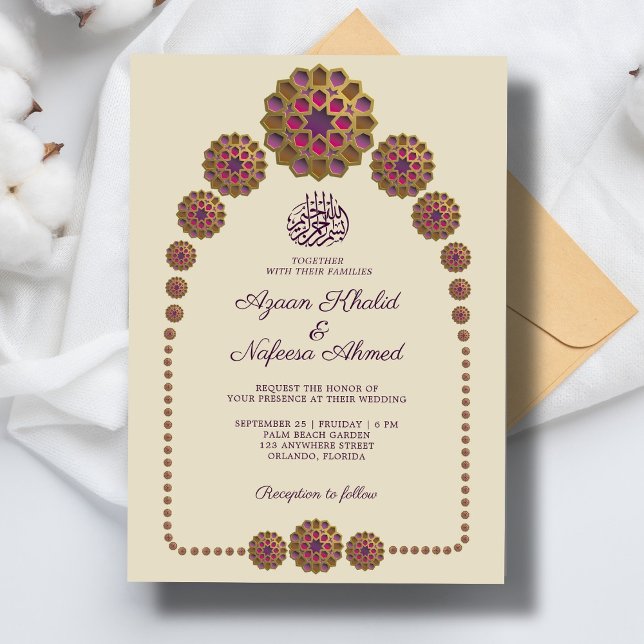 Invitación Patrón geométrico elegante y floral Boda islámico (Subido por el creador)