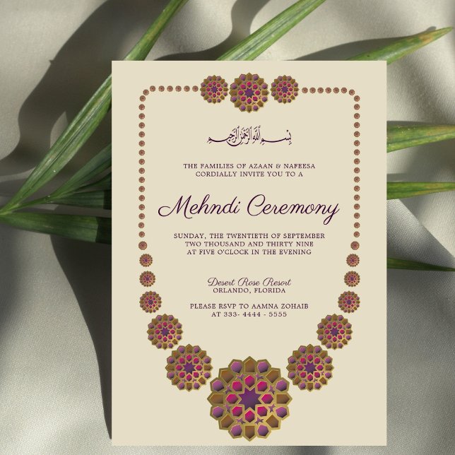 Invitación Patrón geométrico elegante y floral Mehndi islámic (Subido por el creador)