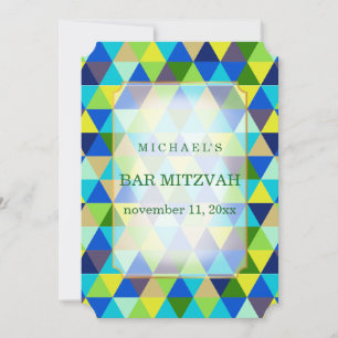 Invitación Patrón geométrico PixDezines mitzvah/verde turques