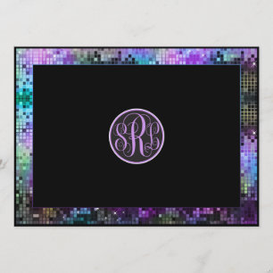 Invitación Patrón geométrico Purpurina Retro Disco colorido